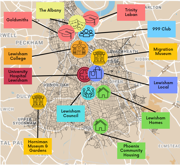 Map of Lewisham showing each CUA partner.
