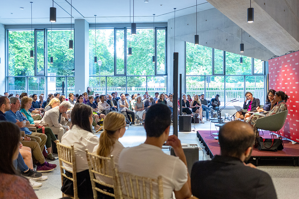 The audience in attendance at the "Future of Democracy" event at the LSE Festival 2022, Great Hall, Marshall Building.