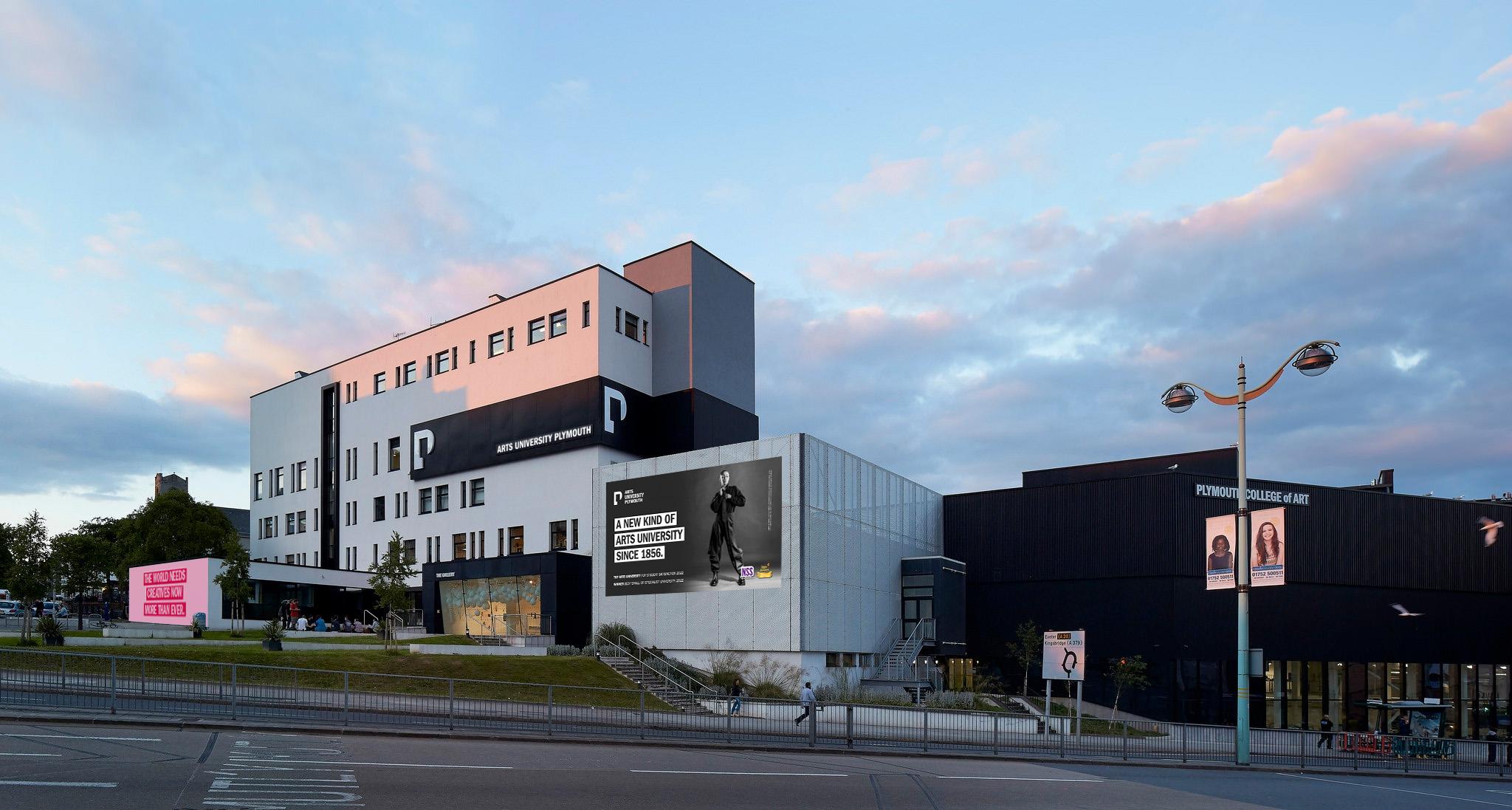 A colour image of the front exterior of Arts University Plymouth building taken from a distance on a fine weather day.