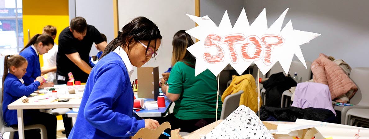 Young people engaging with activities at BCU's Junior STEAM Academy