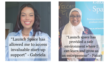 Two women smiling at the camera with quotes on the image