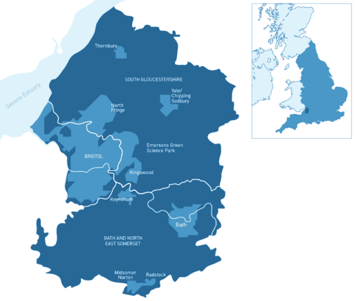 Map of the West of England region
