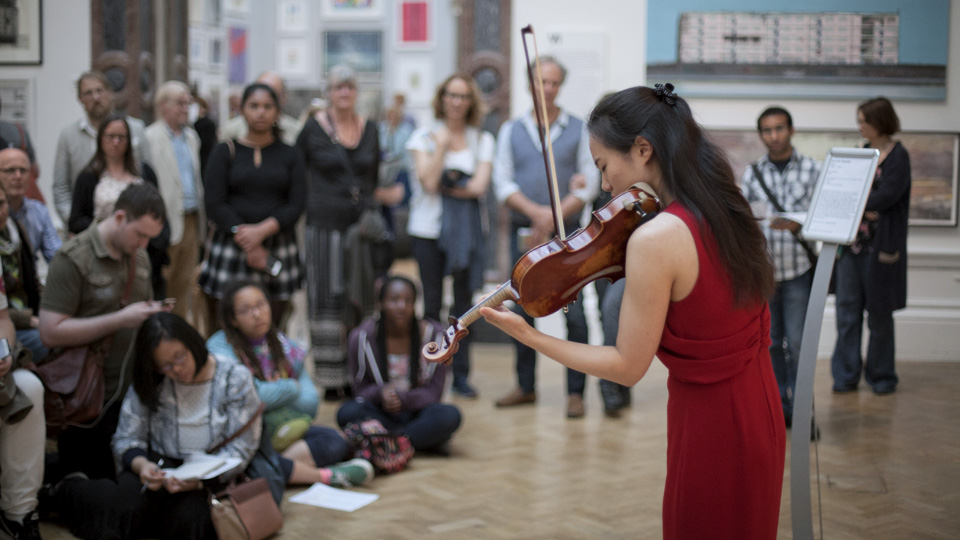RCM student violinist performing at the Royal Academy of ArtsFest