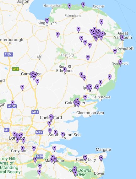 Infographic map detailing the 190+ regional businesses across the Eastern region who engaged with EIRA.
