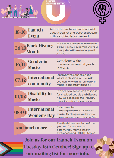 A poster for events taking place on belonging, equity, diversity and inclusion, at the RNCM.